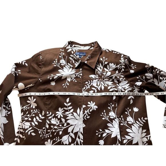 Susan Graver brown and white floral patterned jacket - 3X - Picture 3 of 8